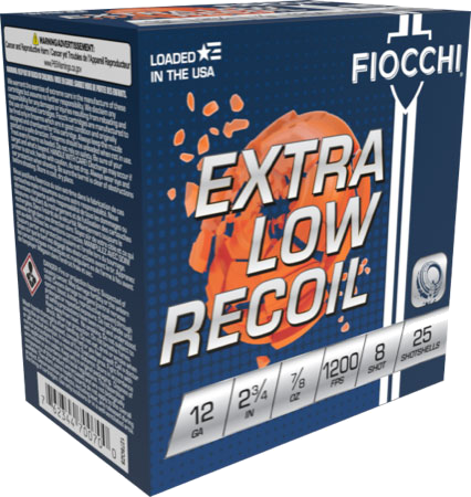 Fiocchi Low Recoil 12 Gauge #8 Shot Ammunition – 250 Rounds