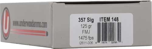Underwood Ammo 357 Sig 125 Grain Full Metal Jacket Ammunition – 50 Rounds