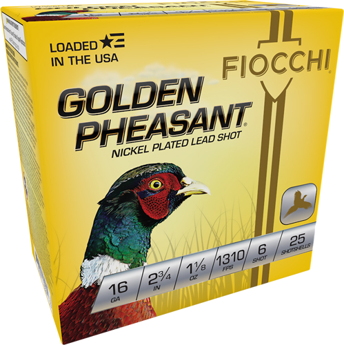 Fiocchi Golden Pheasant 16 Gauge #6 Shot Ammunition – 25 Rounds