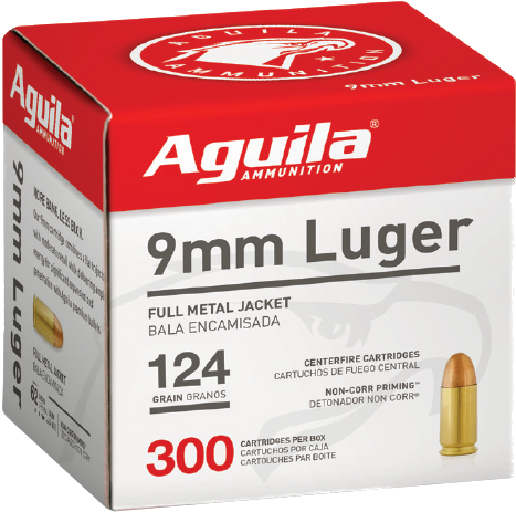 Aguila 9mm 124 Grain Full Metal Jacket Ammunition – 300 Rounds