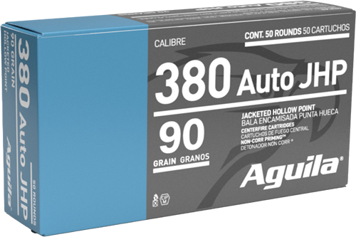 Aguila .380 ACP 90 Grain Jacketed Hollow Point Ammunition – 50 Rounds