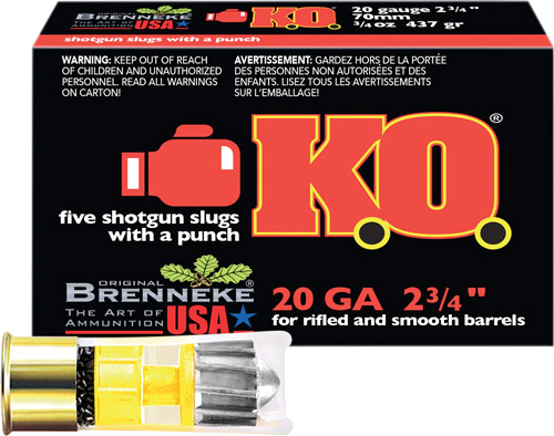 Brenneke USA Ko 20 Gauge SLUG Ammunition – 5 Rounds