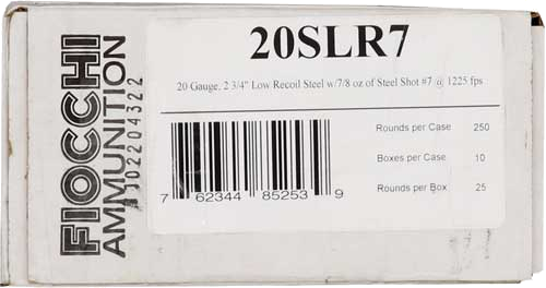 Fiocchi Steel 20 Gauge #7 Shot Ammunition – 250 Rounds