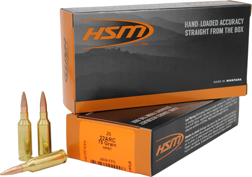 HSM Ammo 22 Arc 75 Grain BTHP Ammunition – 20 Rounds