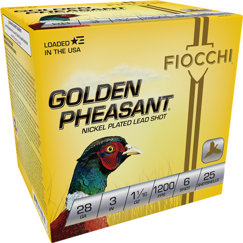 Fiocchi Golden Pheasant 28 Gauge #6 Shot Ammunition – 25 Rounds