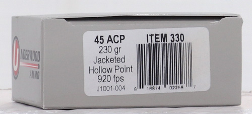 Underwood Ammo .45 ACP 230 Grain Jacketed Hollow Point Ammunition – 20 Rounds
