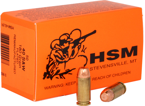 HSM Ammo Remanufactured .40 S&W 180 Grain Ammunition – 50 Rounds