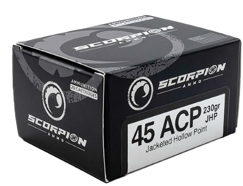 Scorpion Ammo .45 ACP 230 Grain Jacketed Hollow Point Ammunition – 20 Rounds
