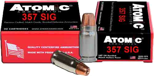 Atomic Ammunition 357 Sig 147 Grain Jacketed Hollow Point Ammunition – 20 Rounds