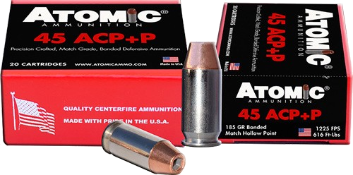 Atomic Ammunition .45 ACP 185 Grain Jacketed Hollow Point Ammunition – 20 Rounds