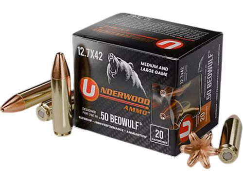 Underwood Ammo 50 Beowulf 375 Grain Jacketed Hollow Point Ammunition – 20 Rounds