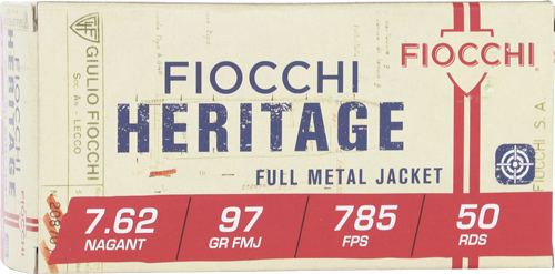 Fiocchi 7.62 Nagant 7.62mm 97 Grain Full Metal Jacket Ammunition – 50 Rounds