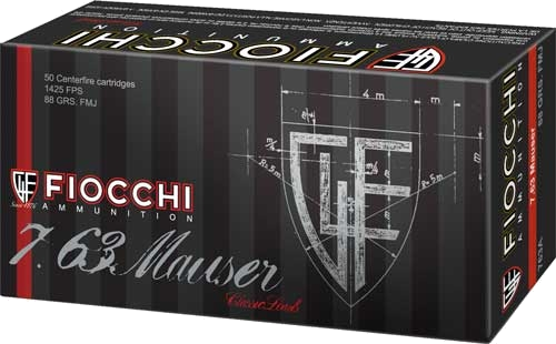 Fiocchi 7.63 Mauser 88 Grain Full Metal Jacket Ammunition – 50 Rounds