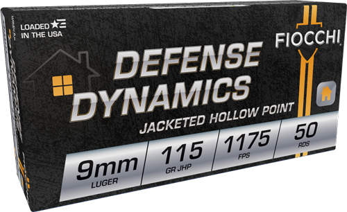 Fiocchi 9mm 115 Grain Jacketed Hollow Point Ammunition – 50 Rounds
