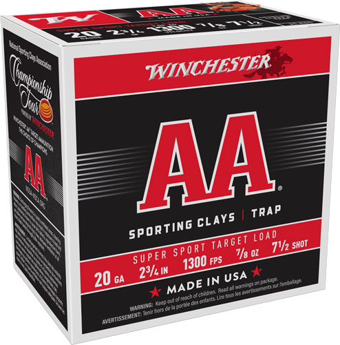 Winchester AA 20 Gauge #7.5 Shot Ammunition – 250 Rounds