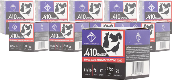 ATI Ammunition Game Load 410 3" 11/16 oz 6 #6 Shot Ammunition – 250 Rounds