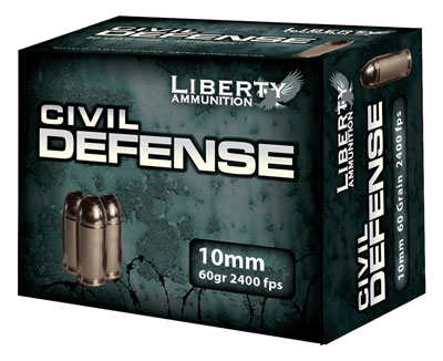 Liberty Civil Defense 10mm 60 Grain Hollow Point Ammunition – 20 Rounds