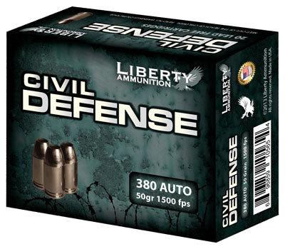 Liberty Civil Defense .380 ACP 50 Grain Hollow Point Ammunition – 20 Rounds