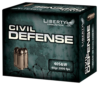 Liberty Civil Defense .40 S&W 60 Grain Hollow Point Ammunition – 20 Rounds