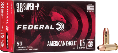Federal Ae 38 Super +p .38 Super 115 Grain Jacketed Hollow Point Ammunition – 50 Rounds