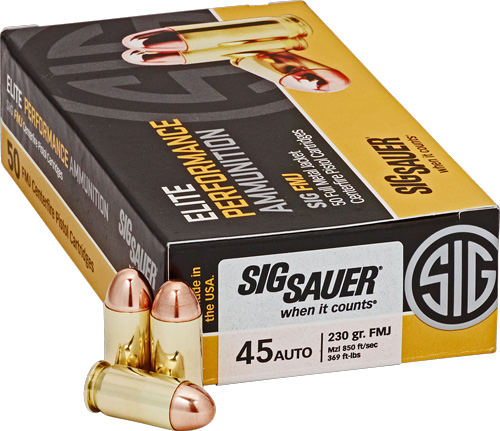 SIG Sauer Ammo .45 ACP 230 Grain Full Metal Jacket Ammunition – 50 Rounds