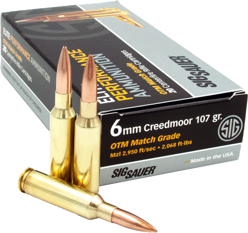 SIG Sauer Ammo 6mm Creedmoor 107 Grain Open Tip Ammunition – 20 Rounds