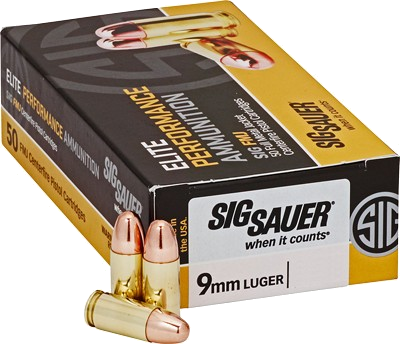 SIG Sauer Ammo 9mm 124 Grain Full Metal Jacket Ammunition – 50 Rounds