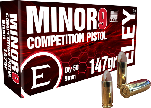 Eley Minor 9 Competition 9mm 147 Grain Full Metal Jacket Ammunition – 50 Rounds