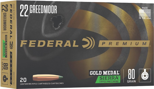 Federal Gold Medal .22 Creedmoor 80 Grain Ammunition – 20 Rounds