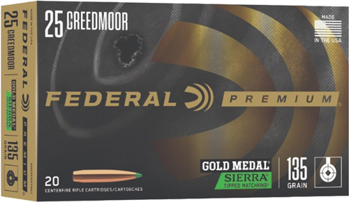 Federal Gold Medal 25 Creedmoor 135 Grain Ammunition – 20 Rounds