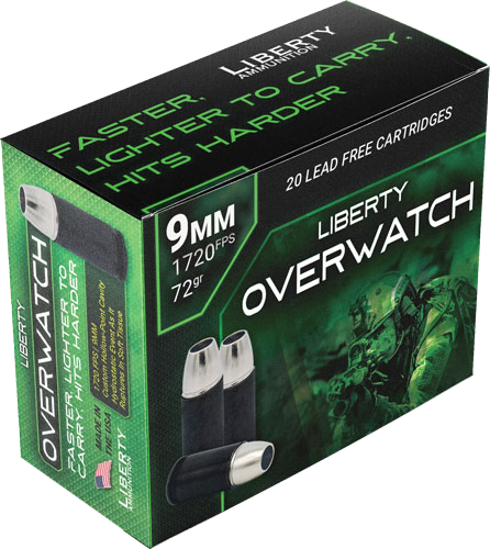 Liberty Overwatch 9mm 72 Grain Hollow Point Ammunition – 20 Rounds