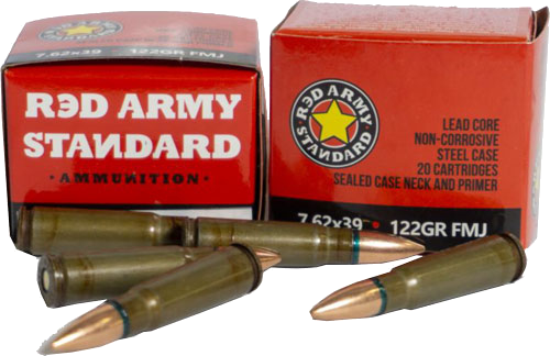 Century Red Army 7.62x39 122 Grain Full Metal Jacket Ammunition – 20 Rounds