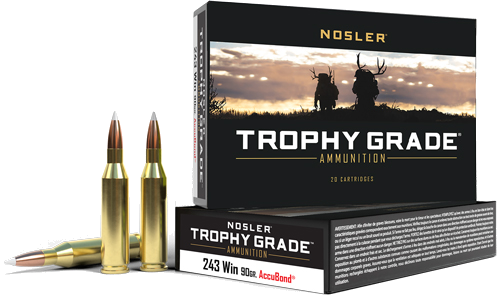 Nosler Bullets Trophy Grade .243 Win 90 Grain Ammunition – 20 Rounds