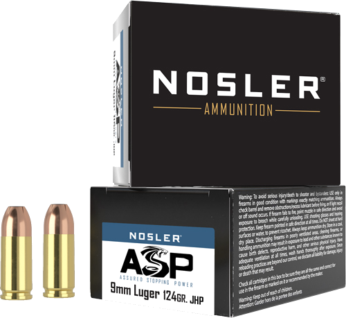 Nosler Bullets 9mm 124 Grain Jacketed Hollow Point Ammunition – 20 Rounds