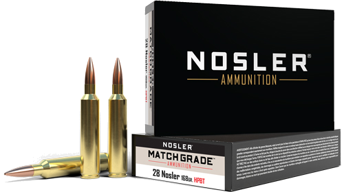 Nosler Bullets Match Grade 28 Nosler 168 Grain Ammunition – 20 Rounds