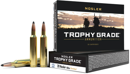Nosler Bullets Trophy Grade 28 Nosler 160 Grain Ammunition – 20 Rounds