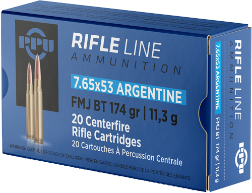 Ppu 7.65x53 Argentine Mauser 174 Grain Full Metal Jacket Ammunition – 20 Rounds