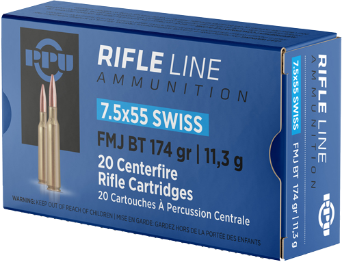 Ppu 7.5x55 Swiss 174 Grain Full Metal Jacket Ammunition – 20 Rounds