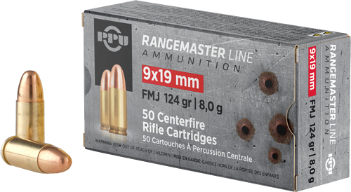Ppu Rangemaster 9mm 124 Grain Full Metal Jacket Ammunition – 50 Rounds