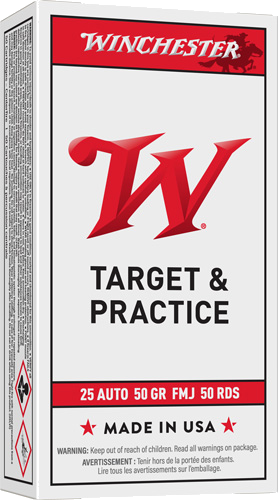 Winchester USA .25 ACP 50 Grain Full Metal Jacket Ammunition – 50 Rounds