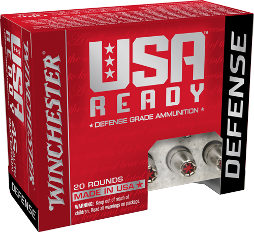 Winchester USA Ready .45 ACP 200 Grain Jacketed Hollow Point Ammunition – 20 Rounds