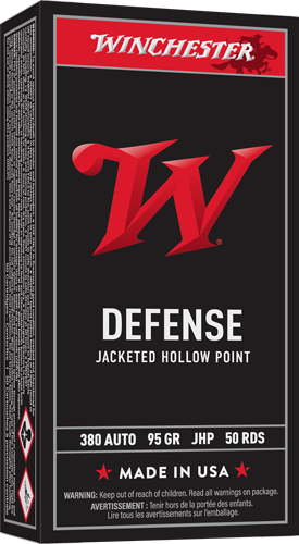 Winchester USA .380 ACP 95 Grain Jacketed Hollow Point Ammunition – 50 Rounds