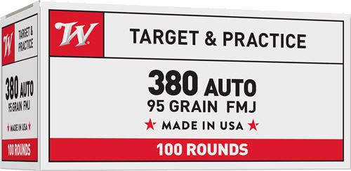 Winchester USA Target .380 ACP 95 Grain Full Metal Jacket Ammunition – 100 Rounds