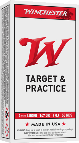 Winchester USA 9mm 147 Grain Full Metal Jacket Ammunition – 50 Rounds