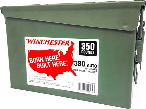 Winchester .380 ACP 95 Grain Full Metal Jacket Ammunition – 350 Rounds