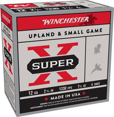 Winchester Super-X 12 Gauge #4 Shot Ammunition – 25 Rounds