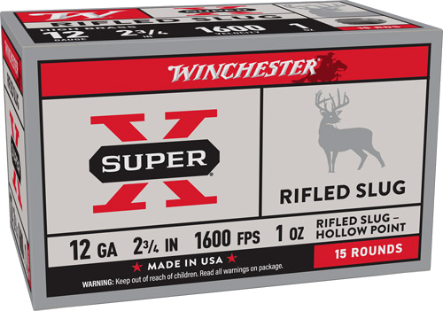 Winchester Super-X 12 Gauge SLUG Ammunition – 15 Rounds