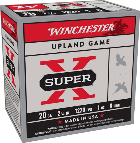 Winchester Super-X 20 Gauge #8 Shot Ammunition – 25 Rounds