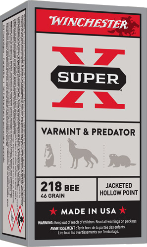 Winchester Super-X 218 Bee 46 Grain Jacketed Hollow Point Ammunition – 50 Rounds