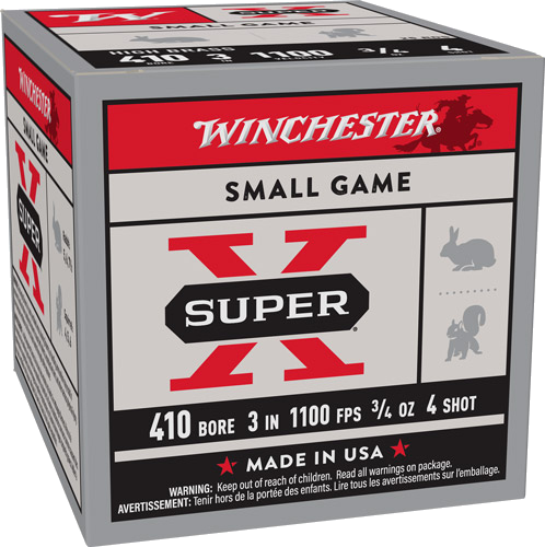 Winchester Super-X 410 3" 3/4 oz 4 #4 Shot Ammunition – 25 Rounds